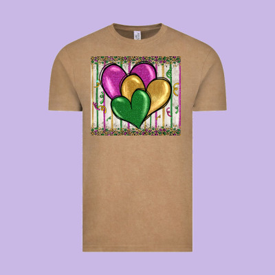 Mardi Gras Heart Vintage Tee Designed By Barkaloodesign