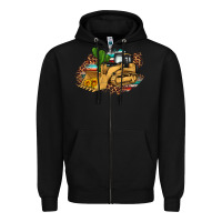 Black bulldozer leopard cactus sunflower Zipper Hoodie - Artiststas