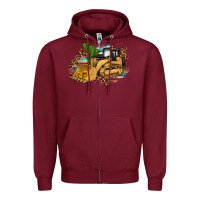 Burgundy bulldozer leopard cactus sunflower Zipper Hoodie - Artiststas