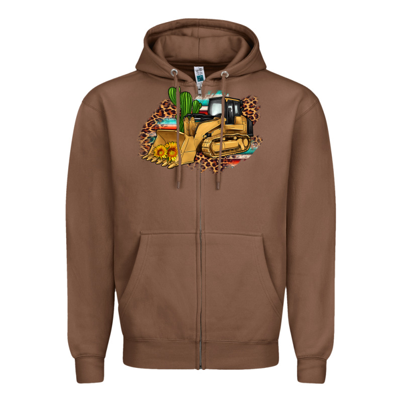 Bulldozer Leopard Cactus Sunflower Zipper Hoodie by Artiststas | Teevron