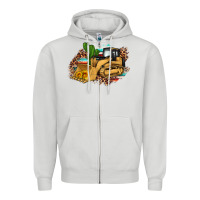 Dove Grey bulldozer leopard cactus sunflower Zipper Hoodie - Artiststas