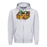 Heather Grey bulldozer leopard cactus sunflower Zipper Hoodie - Artiststas