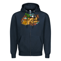 Navy bulldozer leopard cactus sunflower Zipper Hoodie - Artiststas