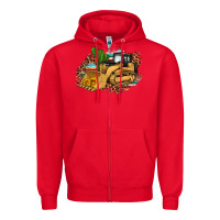 Red bulldozer leopard cactus sunflower Zipper Hoodie - Artiststas