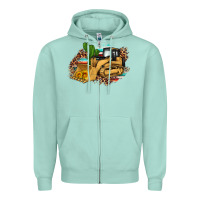 Seafoam bulldozer leopard cactus sunflower Zipper Hoodie - Artiststas