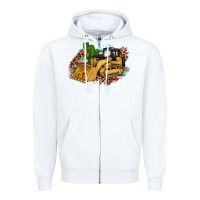 White bulldozer leopard cactus sunflower Zipper Hoodie - Artiststas