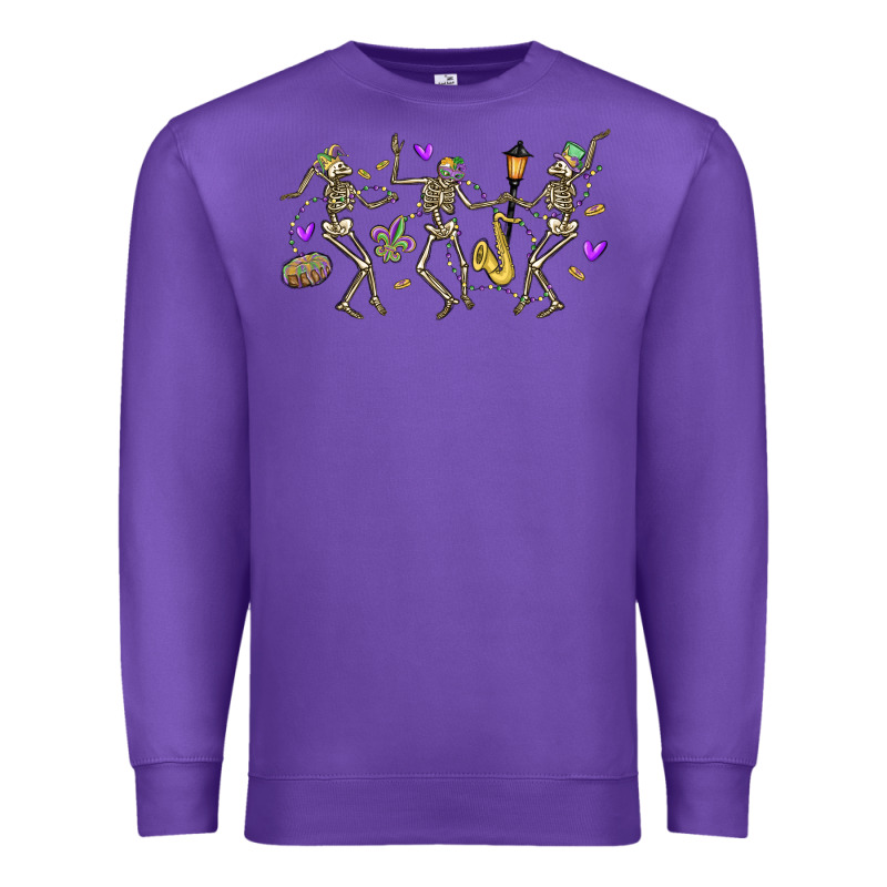 Dancing Skeletons Mardi Gras Premium Sweatshirt by MaliasSmallBusiness | Teevron