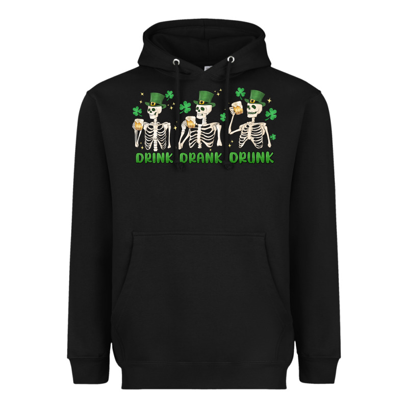 Drink Drank Drunk St. Patricks Day Skeletons Heavyweight Hoodie by MaliasSmallBusiness | Teevron