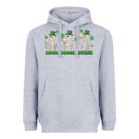 Heather Grey drink drank drunk st. patricks day skeletons Heavyweight Hoodie - MaliasSmallBusiness