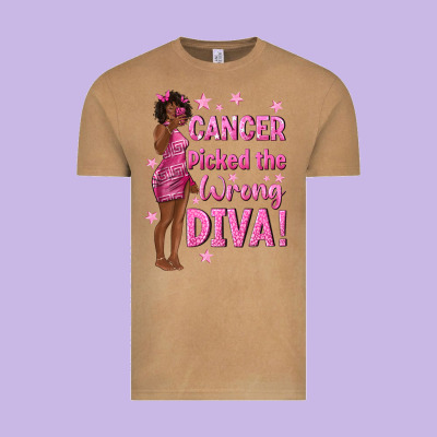Cancer Picked The Wrong Diva With Black Woman Vintage Tee Designed By Texasbilliewilder