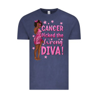 Vintage Denim Cancer Picked The Wrong Diva with Black Woman Vintage Tee - texasbilliewilder