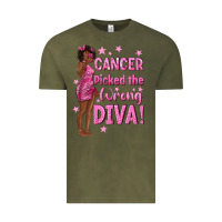 Vintage Olive Cancer Picked The Wrong Diva with Black Woman Vintage Tee - texasbilliewilder