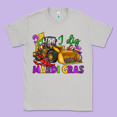 I Dig Mardi Gras Bulldozer Classic Tee Designed By Jahusdesignshop