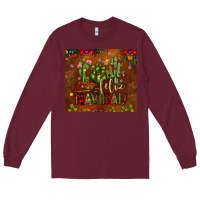 Burgundy feliz navidad cactus Long Sleeve Tee - JahusDesignShop