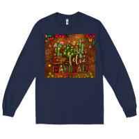 Navy feliz navidad cactus Long Sleeve Tee - JahusDesignShop