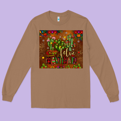 Feliz Navidad Cactus Long Sleeve Tee Designed By Jahusdesignshop