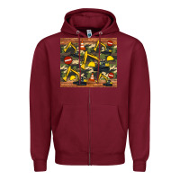 Burgundy excavator camouflage Zipper Hoodie - Artiststas