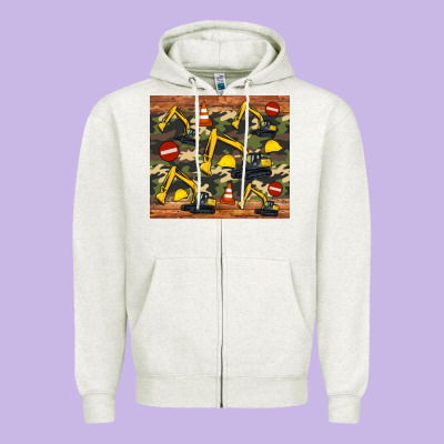 Excavator Camouflage Zipper Hoodie Designed By Artiststas