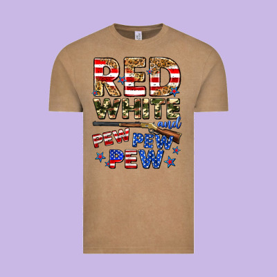 Red White And Pew Pew Pew Vintage Tee Designed By Zillion Design Studio