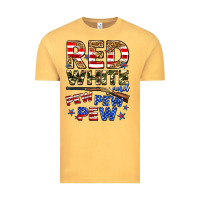 Vintage Mustard red white and pew pew pew Vintage Tee - Zillion Design Studio