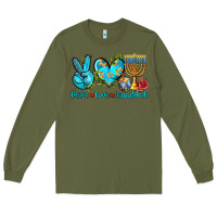 Army Green peace love hanukkah Long Sleeve Tee - AdoDesignShop