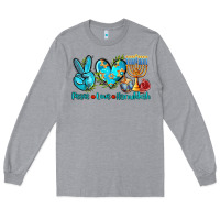 Heather Grey peace love hanukkah Long Sleeve Tee - AdoDesignShop