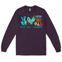 Plum peace love hanukkah Long Sleeve Tee - AdoDesignShop