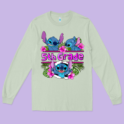 Preview Flower Stitch 5th Grade Long Sleeve Tee Designed By Adodesignshop