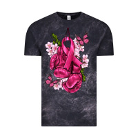 Cloud Black Cancer Boxing Gloves with Ribbon Vintage Tee - texasbilliewilder