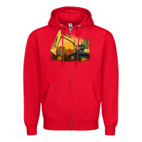 Red excavator cactus sunflower sunset Zipper Hoodie - Artiststas