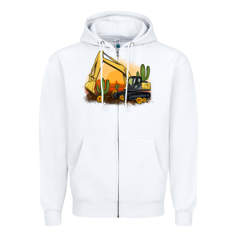 Excavator Cactus Sunflower Sunset Zipper Hoodie by Artiststas | Teevron