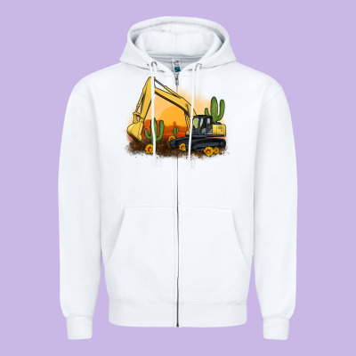 Excavator Cactus Sunflower Sunset Zipper Hoodie Designed By Artiststas