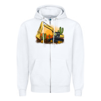 White excavator cactus sunflower sunset Zipper Hoodie - Artiststas