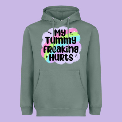 My Tummy Freaking Hurts Heavyweight Hoodie Designed By Maliassmallbusiness