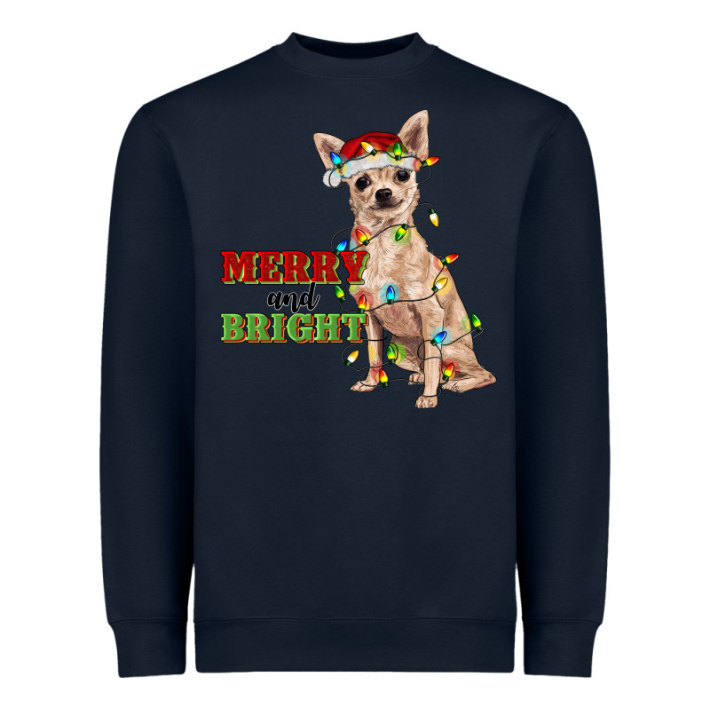 Merry And Bright Chihuahua Heavyweight Sweatshirt by RanaPortraitStore | Teevron