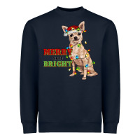 Navy merry and bright chihuahua Heavyweight Sweatshirt - RanaPortraitStore