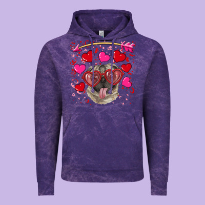 Vintage Hoodie valentine's day  pug