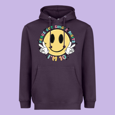Peace Out Single Digits Im 10 Heavyweight Hoodie Designed By Maliassmallbusiness