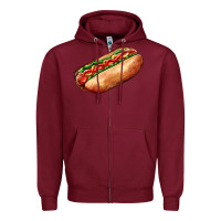 Burgundy American hot dog Zipper Hoodie - AdoDesignShop