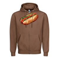 Chestnut American hot dog Zipper Hoodie - AdoDesignShop