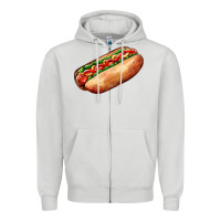 Dove Grey American hot dog Zipper Hoodie - AdoDesignShop