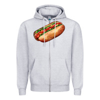 Heather Grey American hot dog Zipper Hoodie - AdoDesignShop