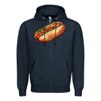 Navy American hot dog Zipper Hoodie - AdoDesignShop