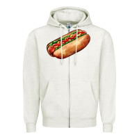 Oatmeal Heather American hot dog Zipper Hoodie - AdoDesignShop
