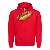 Red American hot dog Zipper Hoodie - AdoDesignShop