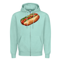 Seafoam American hot dog Zipper Hoodie - AdoDesignShop