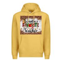 Antique Gold santa's favorite teacher Premium Hoodie - AdoDesignShop