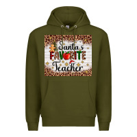 Army Green santa's favorite teacher Premium Hoodie - AdoDesignShop