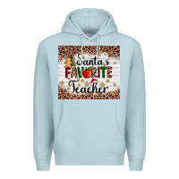 Blue Mist santa's favorite teacher Premium Hoodie - AdoDesignShop
