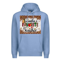 Colony Blue santa's favorite teacher Premium Hoodie - AdoDesignShop